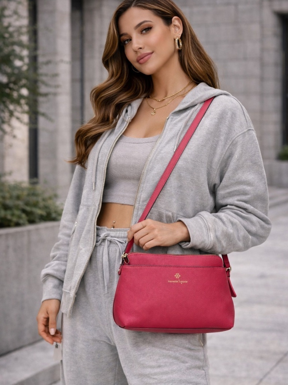 Nanette Lepore Pink Crossbody Bag Adjustable Strap - Picture 4 of 14